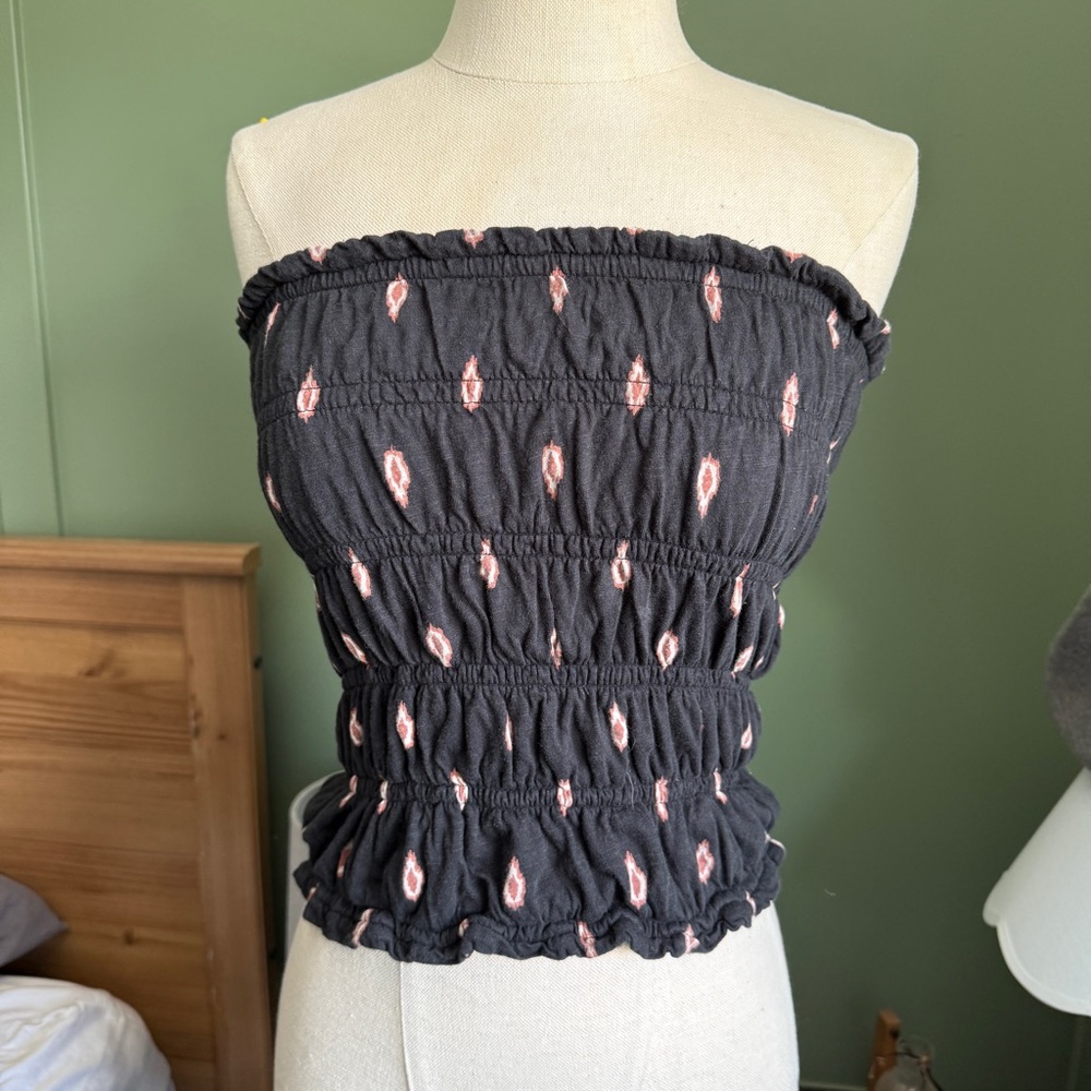 Anthropologie Smocked Ruffled Strapless Rop - Picture 2 of 7